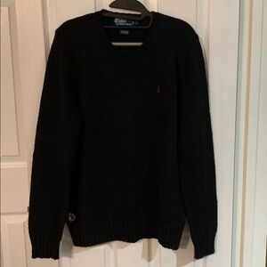 Ralph Lauren Black Crewneck Sweater with Purple Emblem